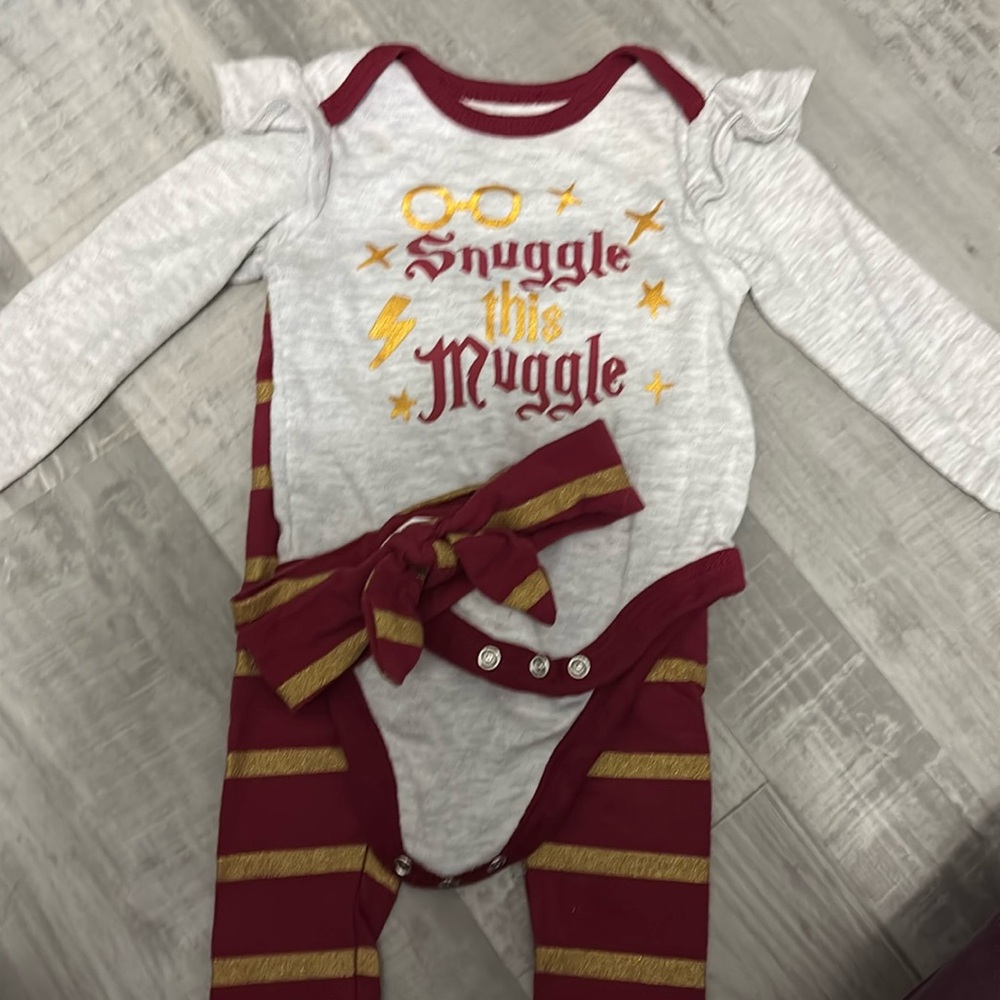 3-6 months Harry Potter outfit‎ for girls with matching pants and headband